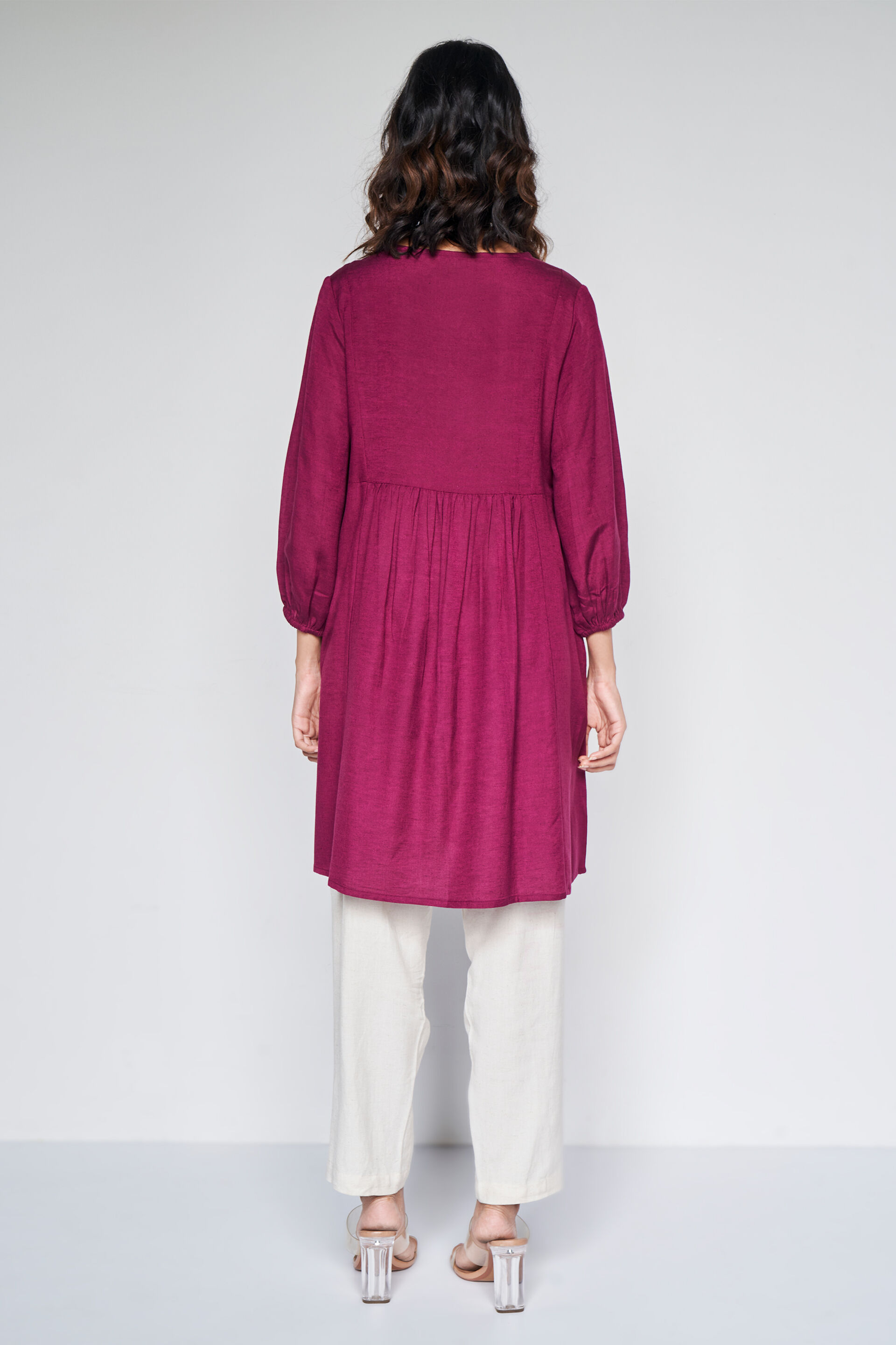 Casual Round Neck Tunic, Wine, image 7
